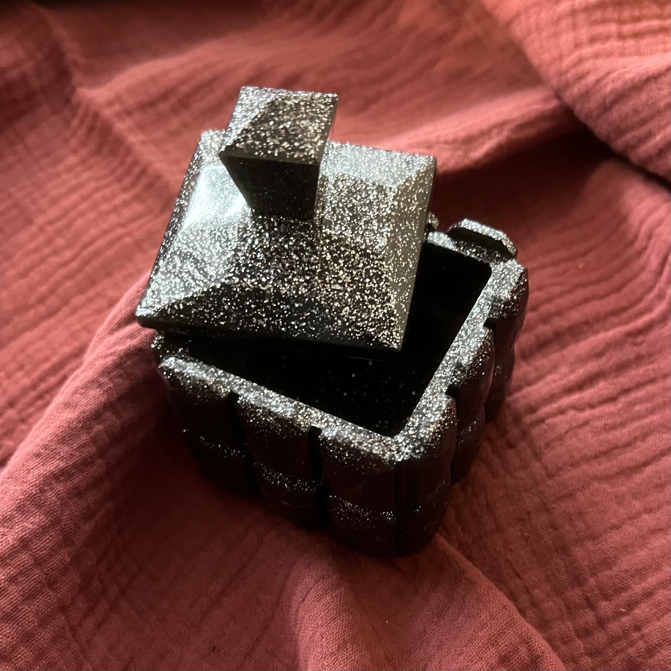 Kristall Dose Schwarz Glitzer - LHS