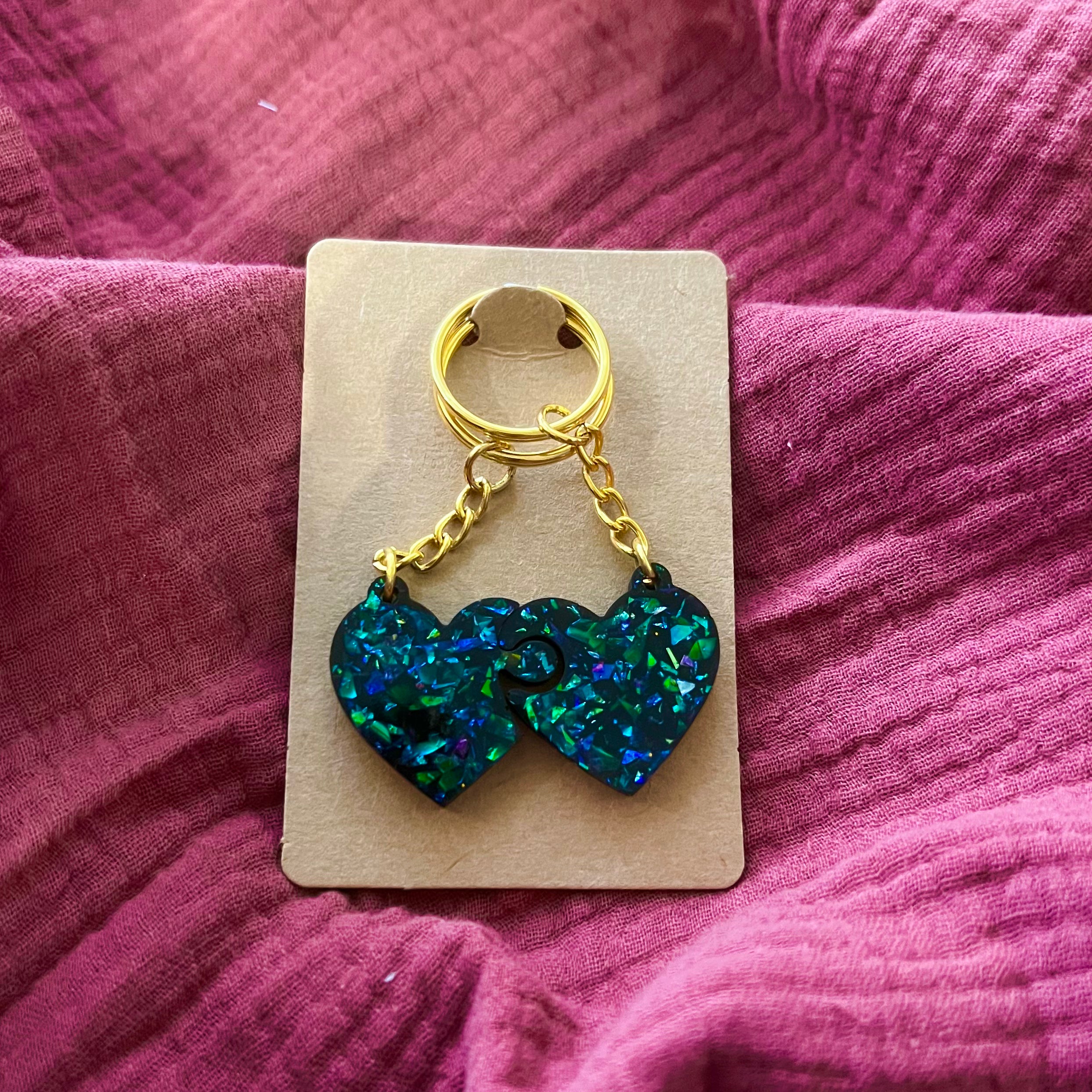 Partner Schlüsselanhänger Schwarz Glitzer (Gold) - LHS