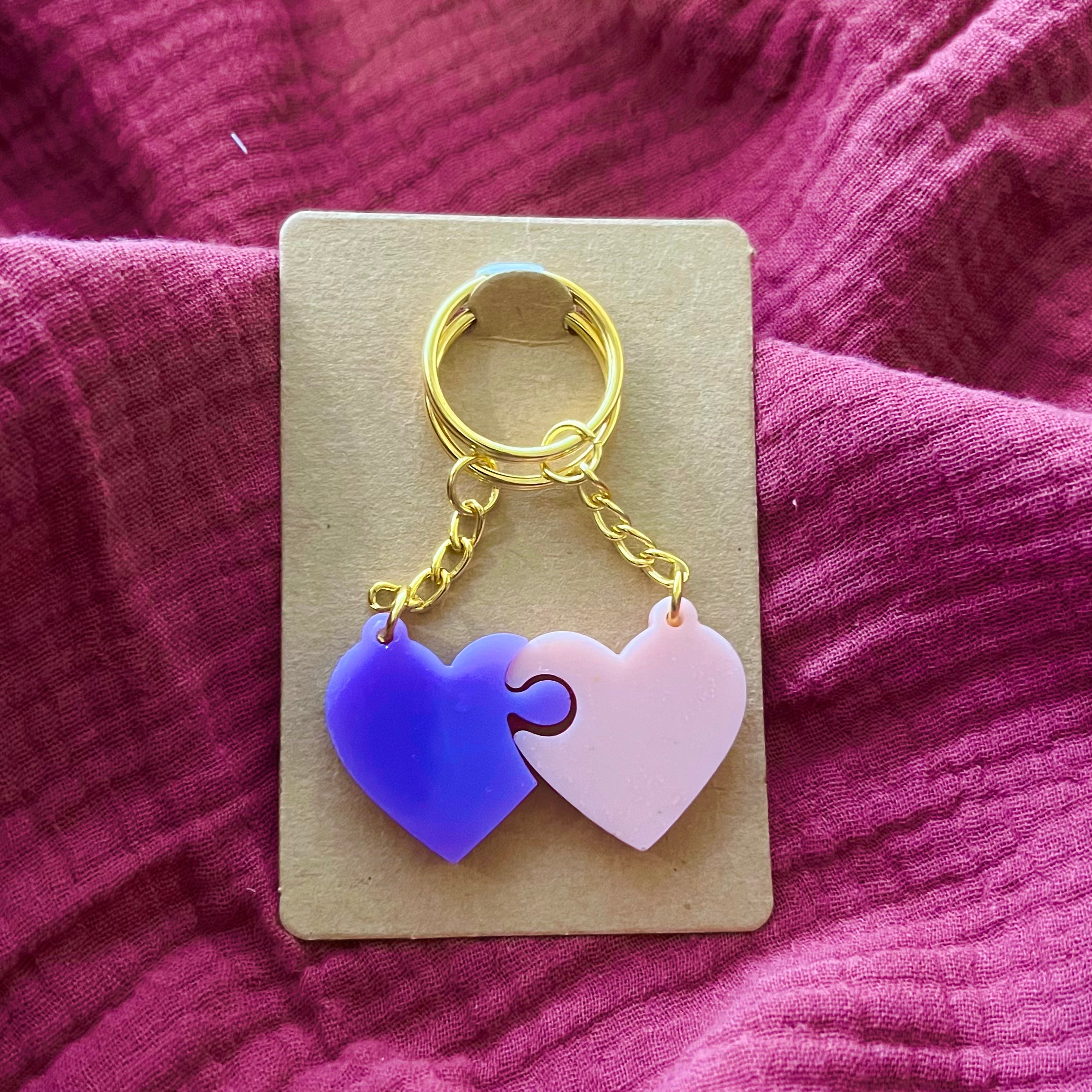 Partner Schlüsselanhänger Lila/Rosa (Gold) - LHS