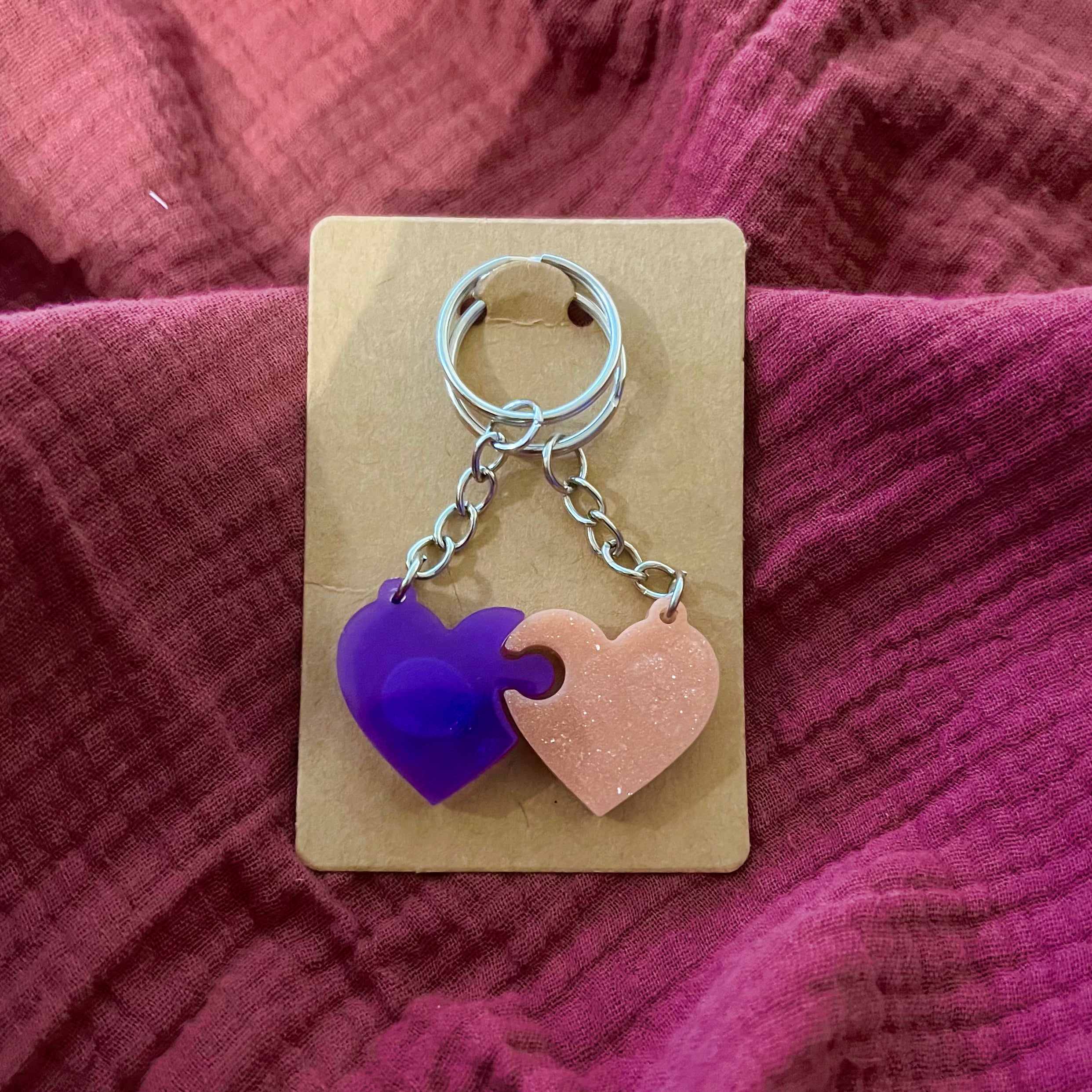 Partner Schlüsselanhänger Rosa/Lila (Silber) - LHS