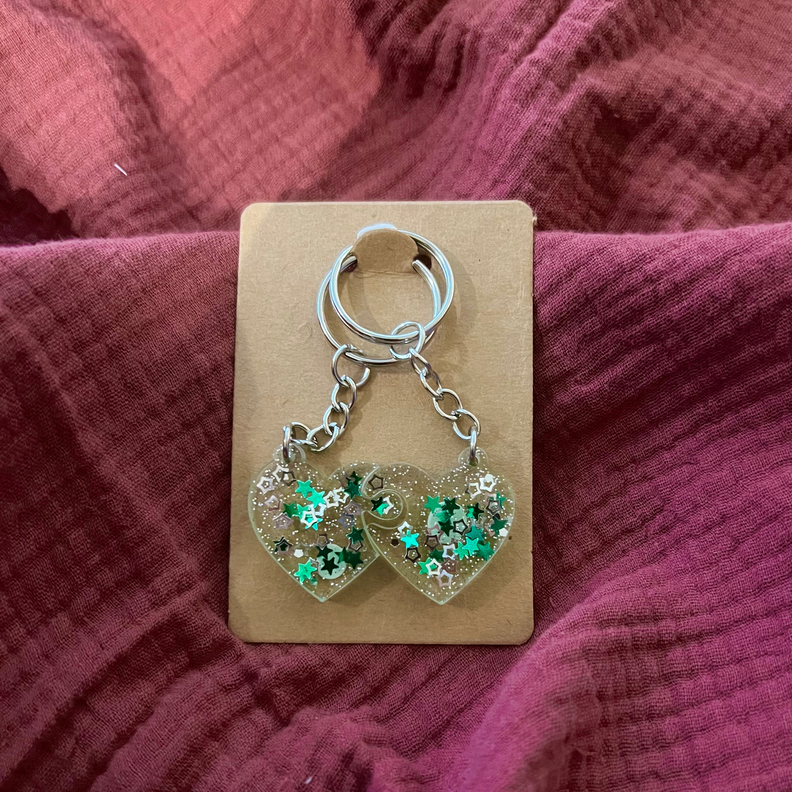 Partner Schlüsselanhänger Glitzer/Sternchen (Silber) - LHS