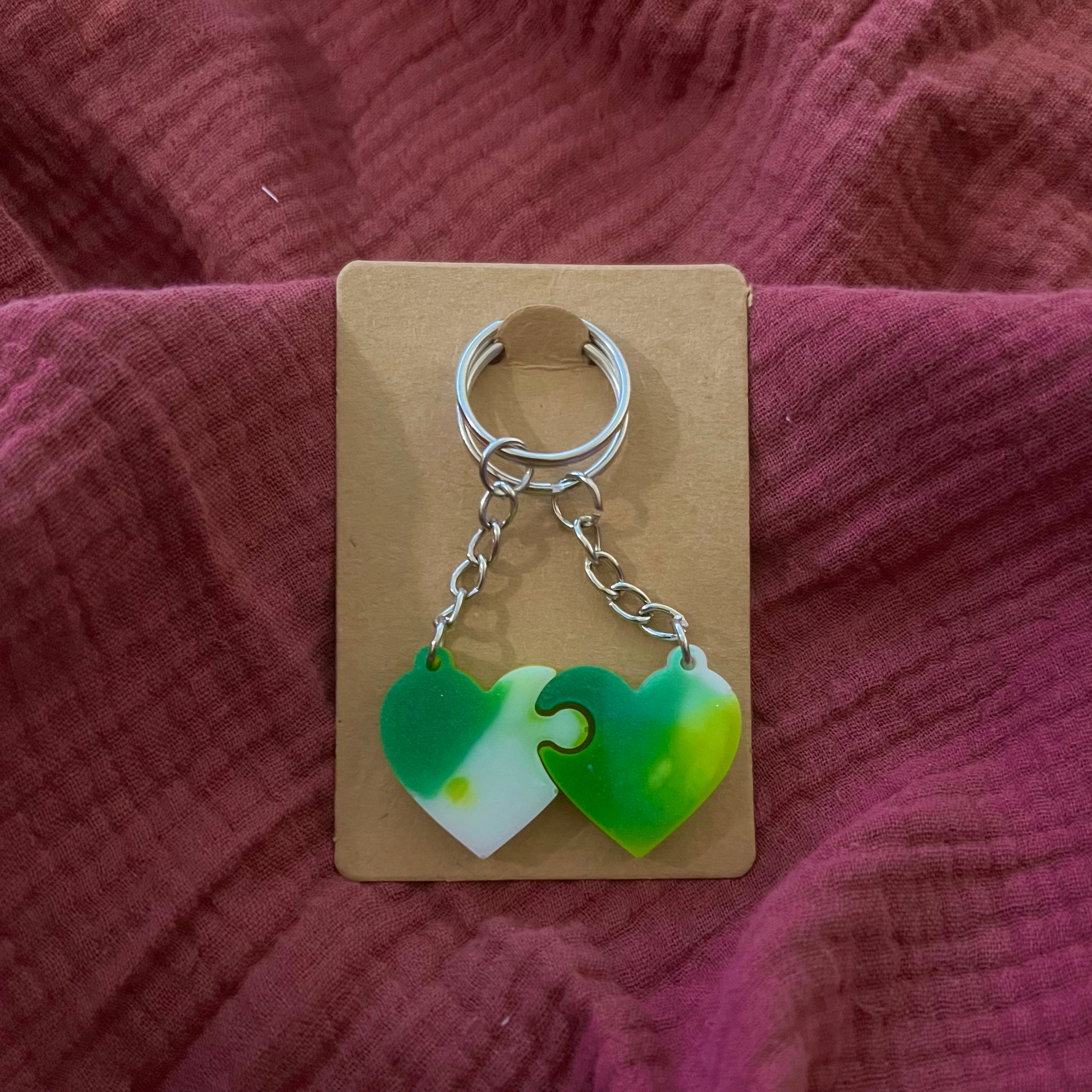 Partner Schlüsselanhänger Grün/Weiß (Silber) - LHS